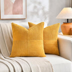 Fancy Homi 2 Packs Gold Yellow Euro Decorative Throw Pillow Covers 28x28 Inch - Image 5