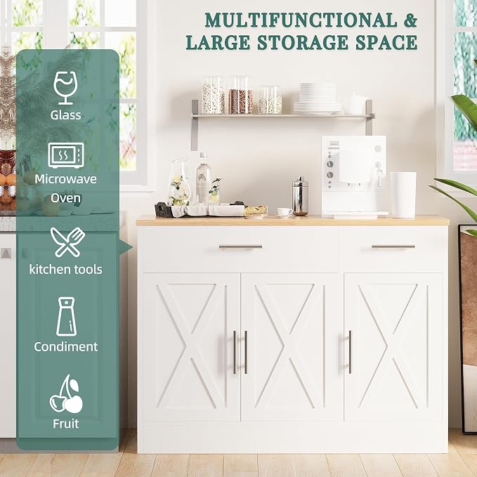 Shintenchi Modern Farmhouse Sideboard Buffet Cabinet - Image 4