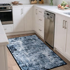 Rugflix 3x4 Entrance Rugs, Washable Navy Blue Dark Entry Small Rug | Machine - Image 2