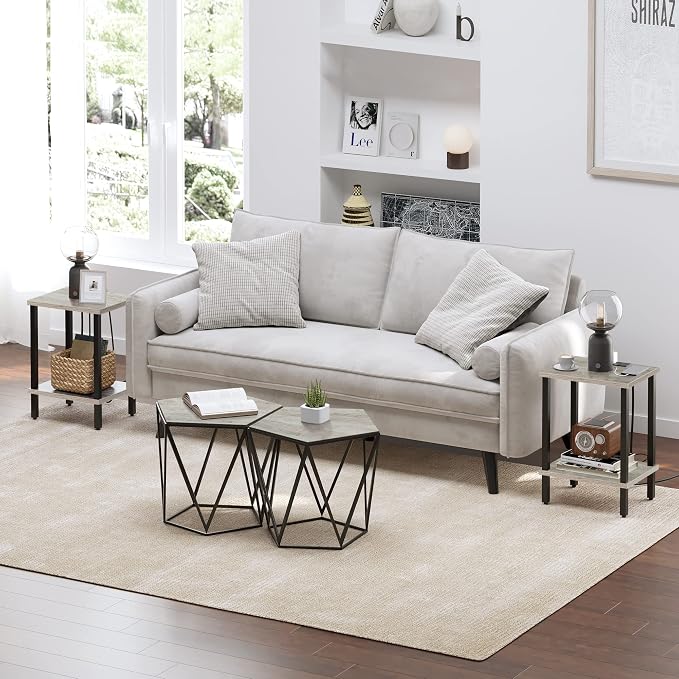 TUTOTAK End Table with Charging Station, Small Side Table, Nightstand Bedside - Image 9