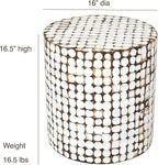 East at Main Boho Side Table Nightstand – White Coconut Shell End Table - Image 3