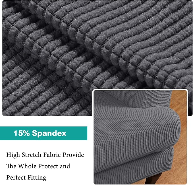 Turquoize Wingback Chair Covers 2 Piece Wing Chair Slipcover Stretch Slipcovers - Image 4