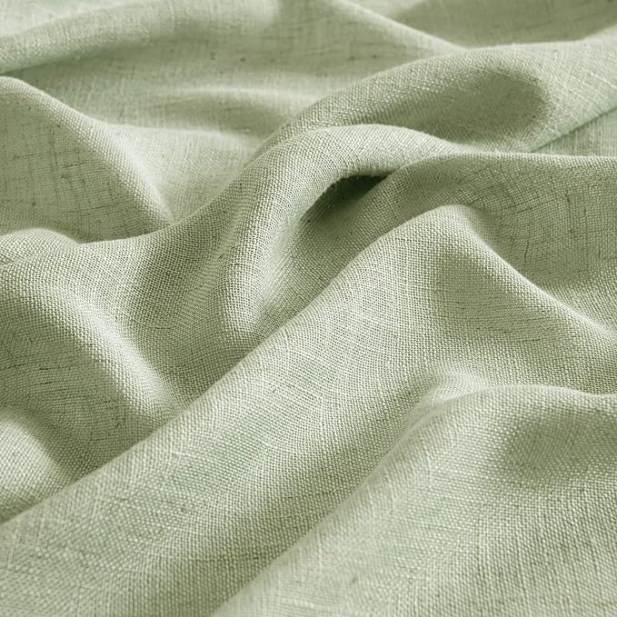 MIULEE Sage Green Linen Curtains 52x63 Inch Length 2 Panels - Image 4