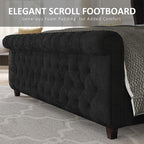 AMERLIFE King Size Platform Bed Frame, Velvet Upholstered Sleigh Bed - Image 5