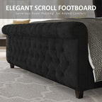 AMERLIFE Queen Size Platform Bed Frame, Velvet Upholstered Sleigh Bed - Image 5