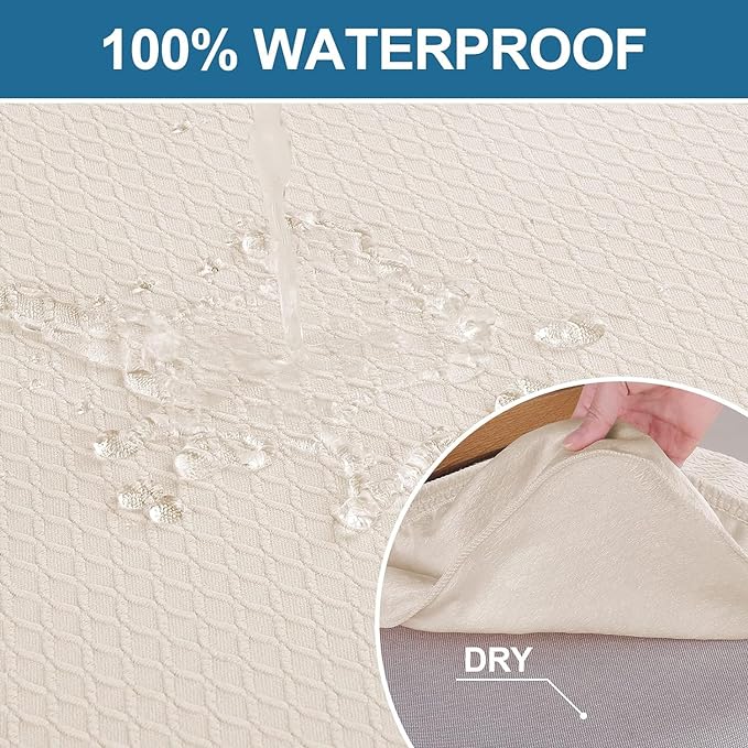 Smiry Waterproof Seat Covers for Dining Room Chairs Set of 4, Stretch Jacquard - Image 3