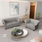 Chesterfield Loveseat Sofa, Modern Leather Small Sofa Couch 2 Seater - Image 6