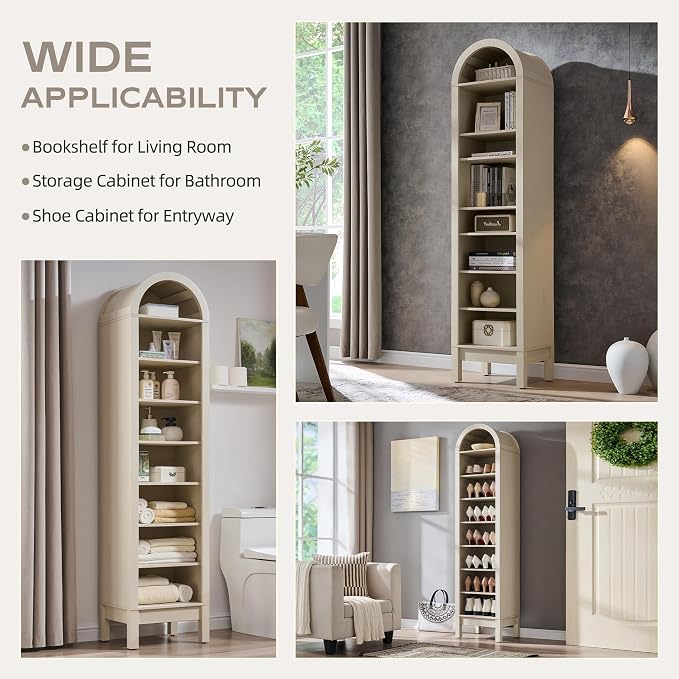 IFGET 71" Tall Arched Bookshelf, 8 Tiers Arch Bookcase - Image 5