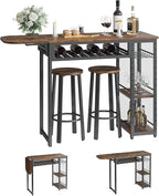 Bestier Bar Table and Chair Set, Expandable Dining Table - Image 8