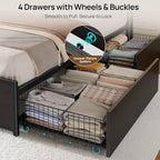 Rolanstar Queen Bed Frame with 4 Storage Drawers, Charging Station and LED - Image 4