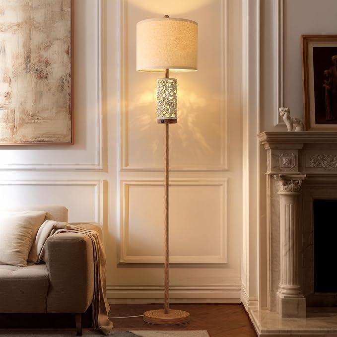 OYEARS 65" Floor Lamp with Night Light, Farmhouse Floor Lampfor Bedroom - Image 2