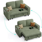 LINSY HOME Loveseat Sofa with Pull Out Couch Chaise: 2-in-1 Convertible 2 - Image 9