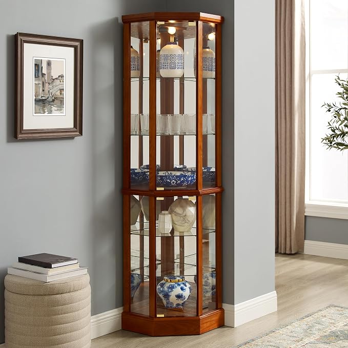 Corner Curio Cabinet, Wine Bar China Cabinet - Image 3