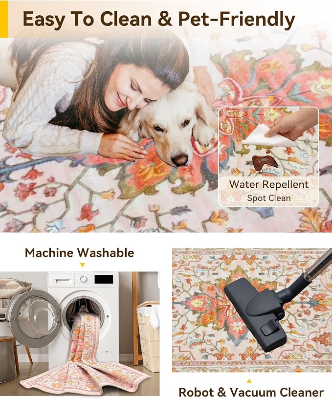 RELEANY Washable Area Rug, Runner 2'6"x8', Water Repellent, Pet Friendly - Image 3