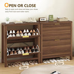 YOMILUVE Shoe Cabinet Storage for Entryway, Fluted Shoe Cabinet - Image 7