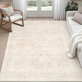 4x6 Area Rugs Living Room: Bedroom Neutral Washable Carpet Beige | Large by Luxturiy