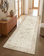 GarveeHome Vintage Beige Washable Kitchen Runner Rug: 2'6" x 8' Hallway Rug Non by GarveeHome