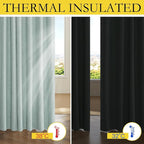 NICETOWN Seafoam Green Blackout Linen Curtains 95" Long, Rod Pocket Back Tab - Image 5