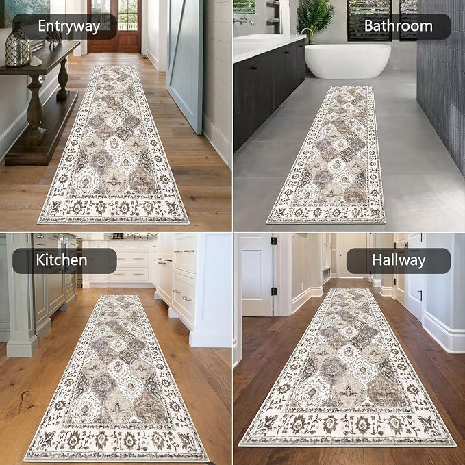 HEBE Hallway Runner Rug 2'8''x8', Washable Non Slip Kitchen Rug Runner | Soft - Image 4