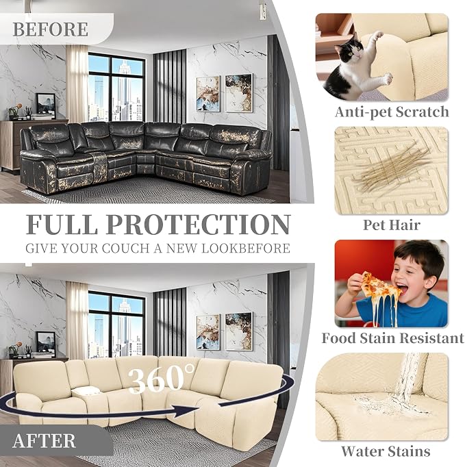 100% Waterproof Sectional Recliner Couch Covers - Image 6