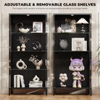Display Cabinet with Glass Doors, 4-Tier Curio Cabinet with 3 Color Lights - Image 4