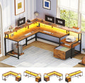 SEDETA 66" L Shaped Desk with Power Outlet, Reversible Home Office Computer by SEDETA
