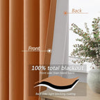Orange 100% Blackout Linen Curtains 84 Inch Length 2 Panels Set - Image 4