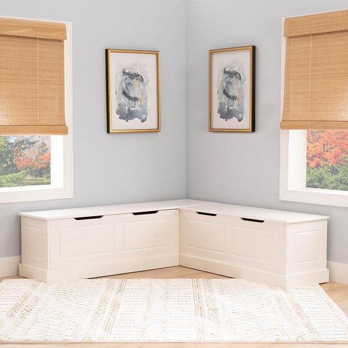 Linon Harris White Solid Pine Backless Nook - Image 7