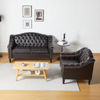 LEVNARY Chesterfield Loveseat Leather, Upholstered Sofa - Image 7