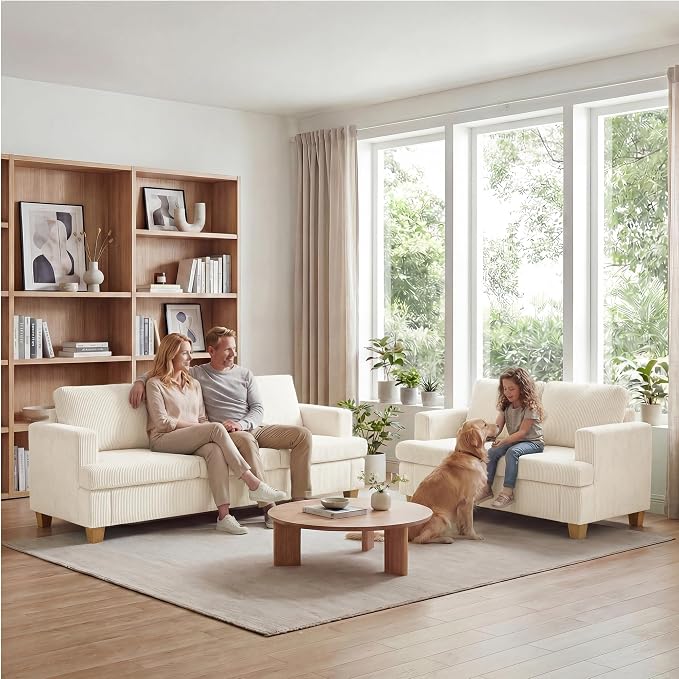 Apicizon Loveseat & 3 Seater Sofa Sets, 2 Piece Deep Seat Sleeper Sofa - Image 8