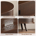 55 inch TV Stand with Power Outlet, Fluted Entertainment Center - Image 4