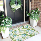 Front Door Mat Indoor Outside Entrance 2x3 Blue Hydrangea Entry Rug | Non-Slip - Image 4
