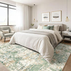 LOONGRUG 5x8 Area Rug Washable Neutral Modern Living Room Rugs Green | Abstract - Image 4