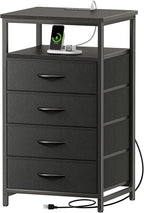 Huuger Night Stand with Charging Station, 4 Drawer Dresser by Huuger