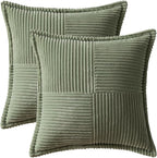 MIULEE Decorative Euro Sham Throw Pillow Covers 24x24 Light Olive Green | 2 Pack - Image 6