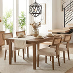 HNY Mid Century Modern Rattan Dining Chairs Set of 4, Farmhouse Linen - Image 8