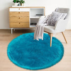 3ft Small Round Blue Rug, Thick Furry Fluffy Carpet - Image 4