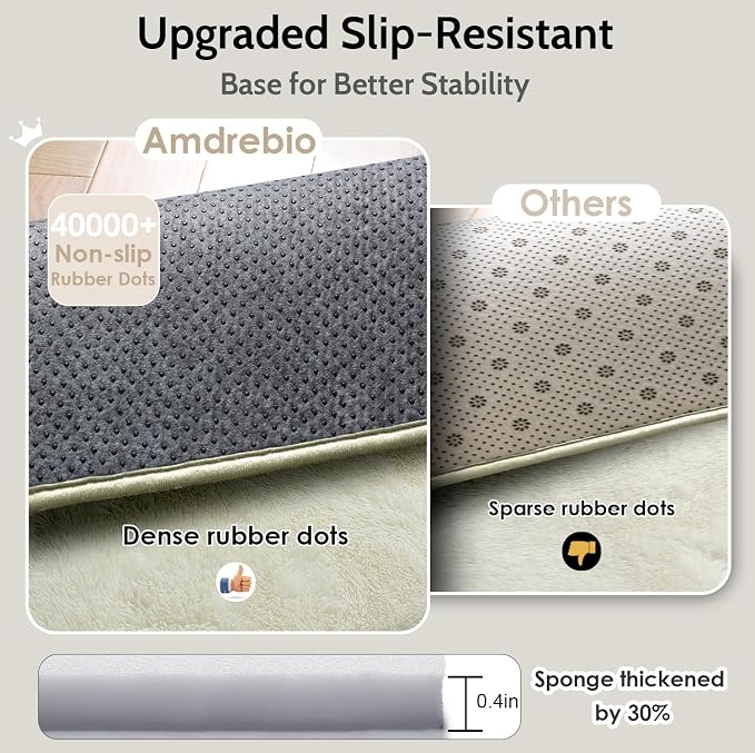Amdrebio Ivory Cream White Round Area Rug 5Ft - Image 6