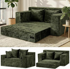 Loveseat Sofa Bed, Convertible Silky Velvet 5-in-1 Foldable Boneless Sleeper by AOLVDOW