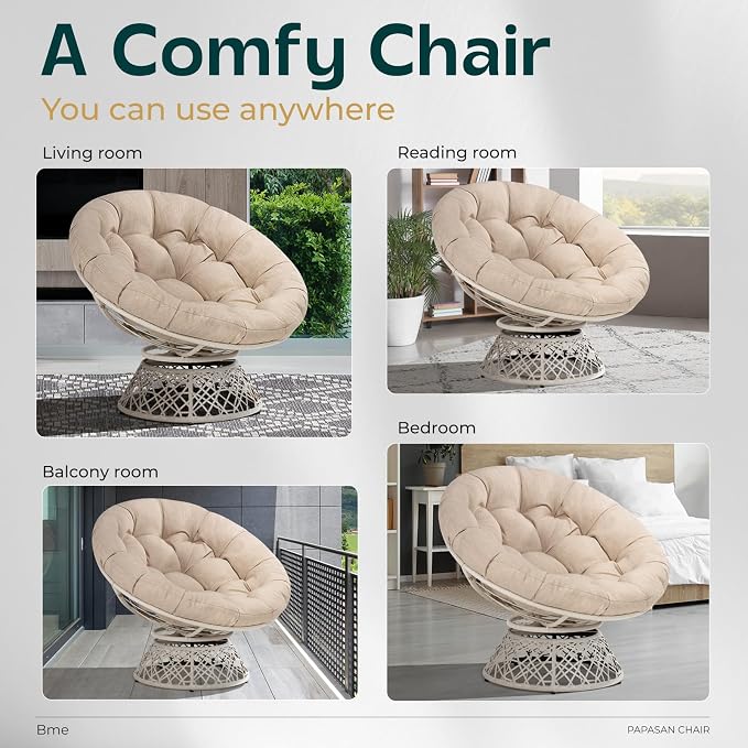 Bme 40" Ergonomic Wicker Papasan Chair - Image 6