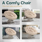 Bme 40" Ergonomic Wicker Papasan Chair - Image 6