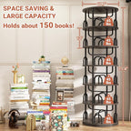 Aheaplus 6 Tier Rotating Bookshelf Tower, Revolving Bookcase, 360° Round - Image 2
