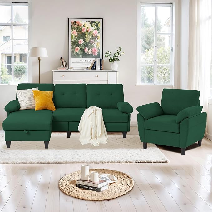 2 Piece Sectional Sofa Set, 3 Seat L Shaped Couches by soscana