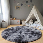 Round Rugs 6ft for Living Room Bedroom, Tie-Dyed Dark Grey Fluffy Circle Area - Image 5