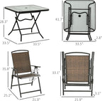 Outsunny 5 Pieces Wicker Patio Dining Set, Foldable Outdoor Table and Chairs - Image 7