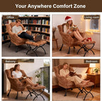 Welnow Lazy Chair with Ottoman, Modern Accent Chair with Armrests and a Side - Image 7