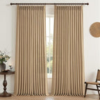 Rust Brown Pinch Pleated Thick Linen Curtains 90 Inches Long by PleatedDrapes