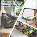 CALBODE 12Pcs Stretch Patio Cushion Cover, Boho Floral Couch & Sofa Slipcovers - Image 5