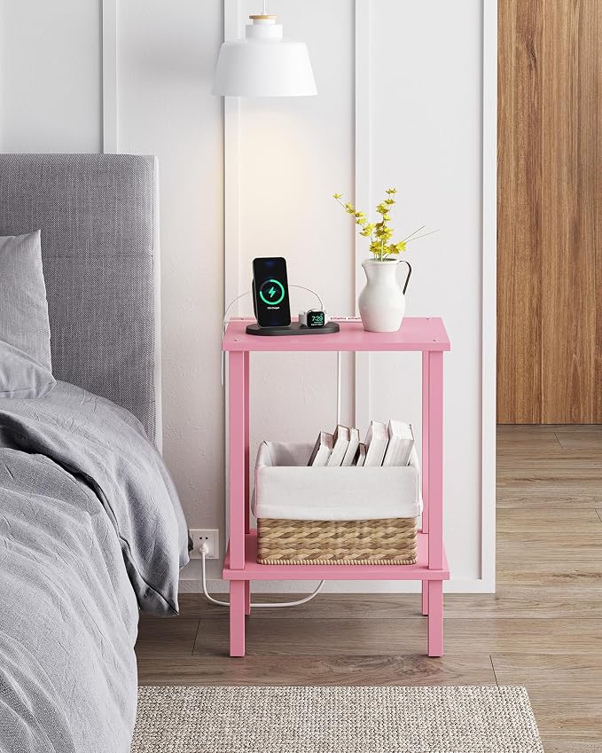 TUTOTAK End Table with Charging Station, Small Side Table with Outlets - Image 6