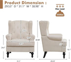 Accent Chair Set of 2, Mid Century Modern Fabric Wingback Chair, Upholstered - Image 2